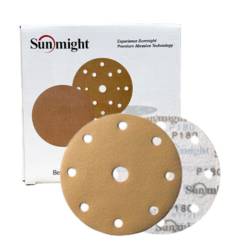 Sunmight Disques Abrasifs 150mm GR500, 15 Trous B312T 100 pièces - Pour Ponçage Auto, Plastique et Bois